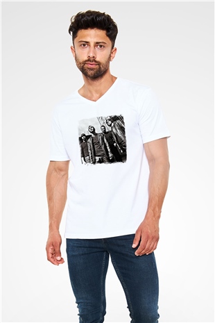 Godsmack Baskılı Unisex Beyaz V Yaka Tişört