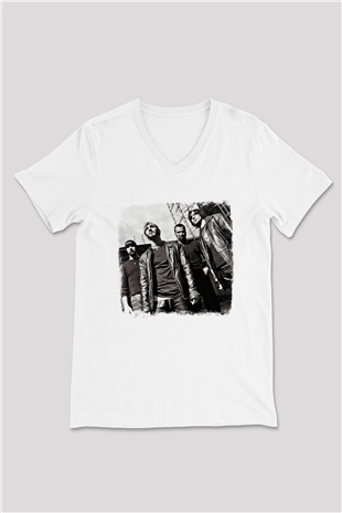 Godsmack Baskılı Unisex Beyaz V Yaka Tişört