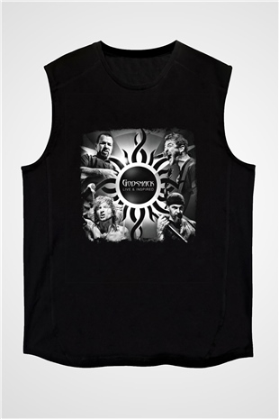 Godsmack Baskılı Unisex Siyah Kolsuz Tişört