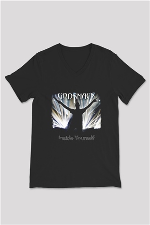 Godsmack Baskılı Unisex Siyah V Yaka Tişört
