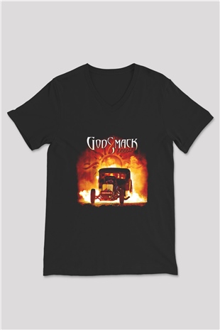 Godsmack Baskılı Unisex Siyah V Yaka Tişört