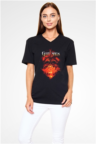 Godsmack Siyah Unisex V Yaka Tişört T-Shirt