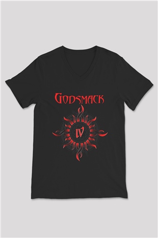 Godsmack Siyah Unisex V Yaka Tişört T-Shirt