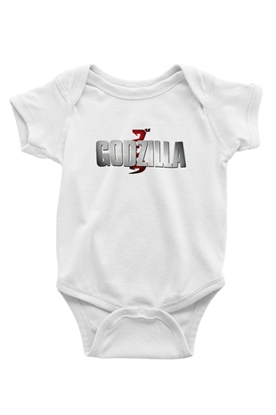 Godzilla Baskılı Beyaz Unisex Bebek Body - Zıbın