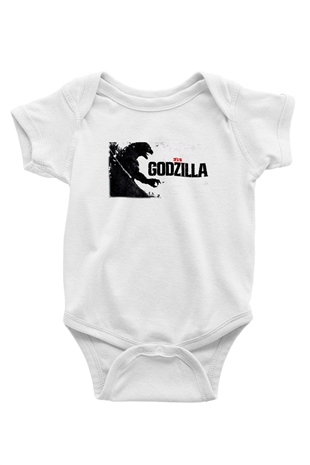 Godzilla Baskılı Beyaz Unisex Bebek Body - Zıbın