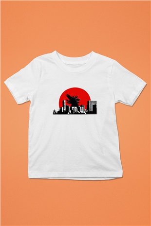 Godzilla Baskılı Beyaz Unisex Çocuk Tişört