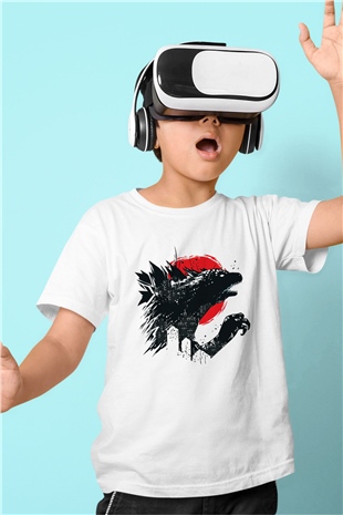 Godzilla Baskılı Beyaz Unisex Çocuk Tişört