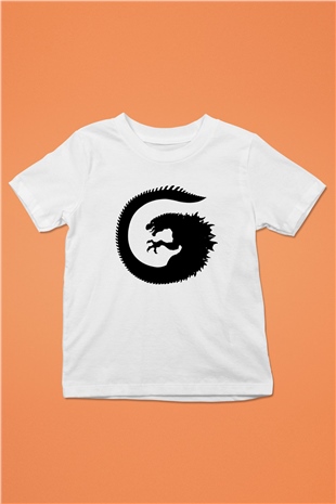 Godzilla Baskılı Beyaz Unisex Çocuk Tişört