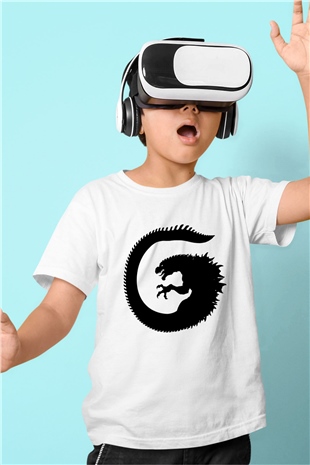 Godzilla Baskılı Beyaz Unisex Çocuk Tişört