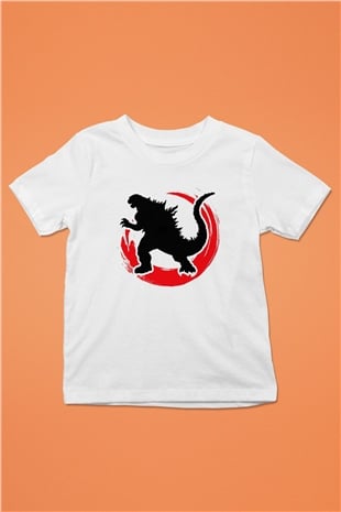 Godzilla Baskılı Beyaz Unisex Çocuk Tişört