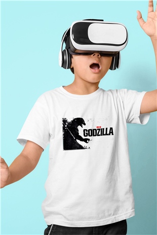 Godzilla Baskılı Beyaz Unisex Çocuk Tişört