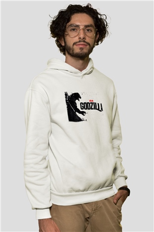 Godzilla Beyaz Unisex Hoodie