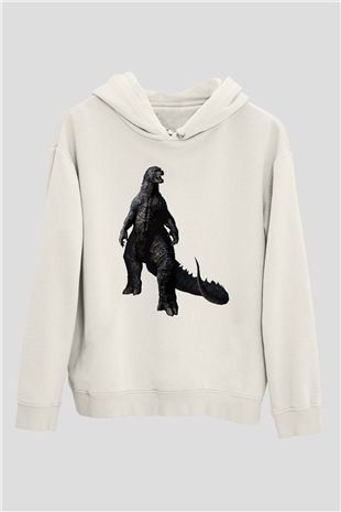 Godzilla Beyaz Unisex Hoodie