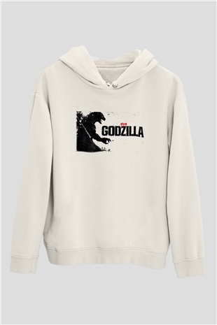 Godzilla Beyaz Unisex Hoodie