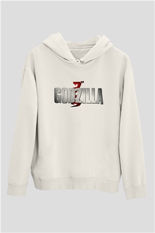 Godzilla Beyaz Unisex Hoodie