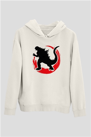 Godzilla Beyaz Unisex Hoodie