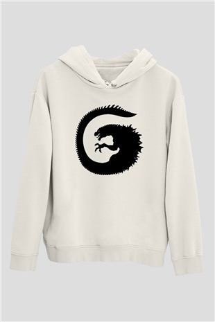 Godzilla Beyaz Unisex Hoodie