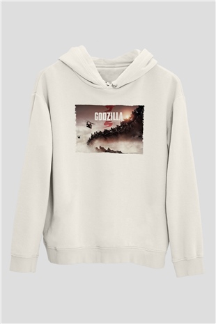 Godzilla Beyaz Unisex Hoodie