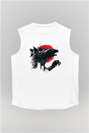 Godzilla Beyaz Unisex Kolsuz Tişört