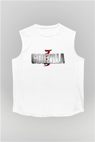 Godzilla Beyaz Unisex Kolsuz Tişört