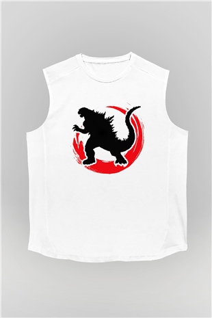 Godzilla Beyaz Unisex Kolsuz Tişört