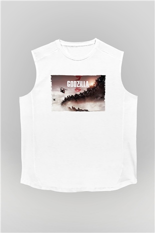 Godzilla Beyaz Unisex Kolsuz Tişört