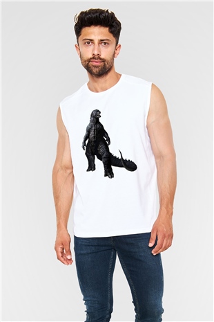 Godzilla Beyaz Unisex Kolsuz Tişört