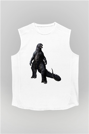 Godzilla Beyaz Unisex Kolsuz Tişört