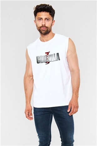 Godzilla Beyaz Unisex Kolsuz Tişört