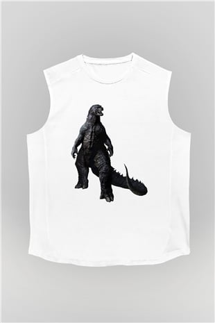 Godzilla Beyaz Unisex Kolsuz Tişört