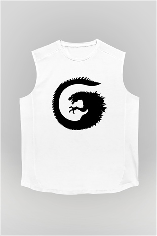 Godzilla Beyaz Unisex Kolsuz Tişört