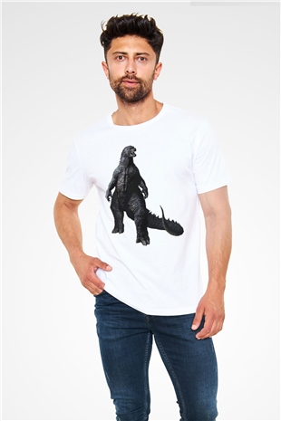 Godzilla Beyaz Unisex Tişört T-Shirt
