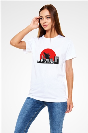 Godzilla Beyaz Unisex Tişört T-Shirt