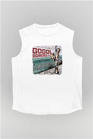 Gogol Bordello Baskılı Unisex Beyaz Kolsuz Tişört
