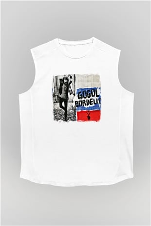 Gogol Bordello Baskılı Unisex Beyaz Kolsuz Tişört