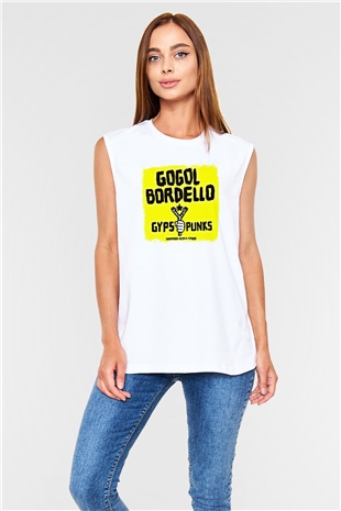 Gogol Bordello Baskılı Unisex Beyaz Kolsuz Tişört