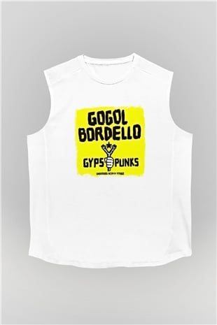 Gogol Bordello Baskılı Unisex Beyaz Kolsuz Tişört