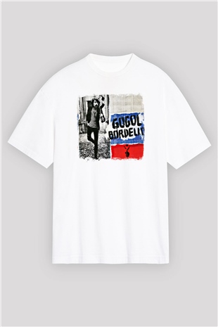 Gogol Bordello Baskılı Unisex Beyaz Oversize Tişört