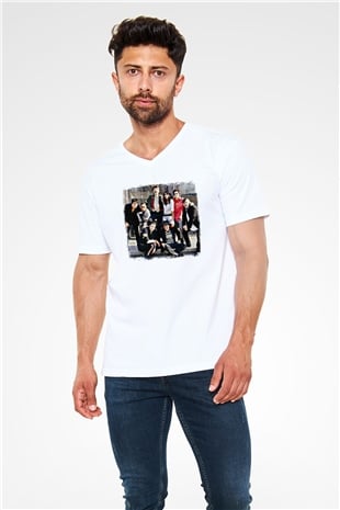Gogol Bordello Baskılı Unisex Beyaz V Yaka Tişört