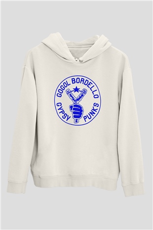 Gogol Bordello Beyaz Unisex Kapşonlu Sweatshirt