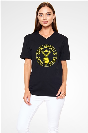 Gogol Bordello Siyah Unisex V Yaka Tişört T-Shirt