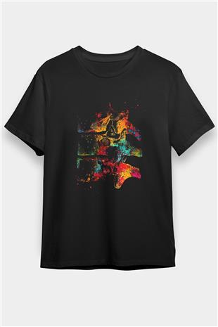 Göğüs Omurları Baskılı Unisex Siyah Tişört - Tshirt