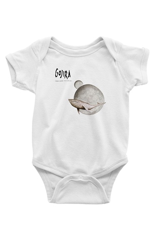 Gojira Baskılı Beyaz Unisex Bebek Body - Zıbın