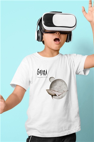 Gojira Baskılı Beyaz Unisex Çocuk Tişört
