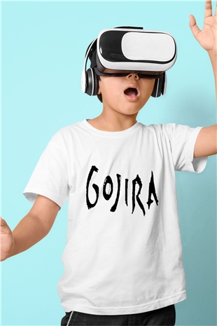 Gojira Baskılı Beyaz Unisex Çocuk Tişört