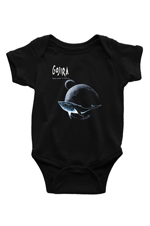 Gojira Baskılı Siyah Bebek Body - Zıbın