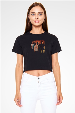 Gojira Baskılı Unisex Siyah Crop Top Tişört