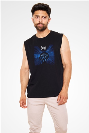 Gojira Baskılı Unisex Siyah Kolsuz Tişört