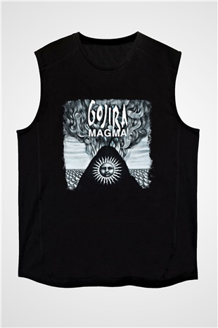 Gojira Baskılı Unisex Siyah Kolsuz Tişört