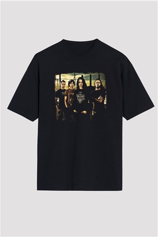 Gojira Baskılı Unisex Siyah Oversize Tişört